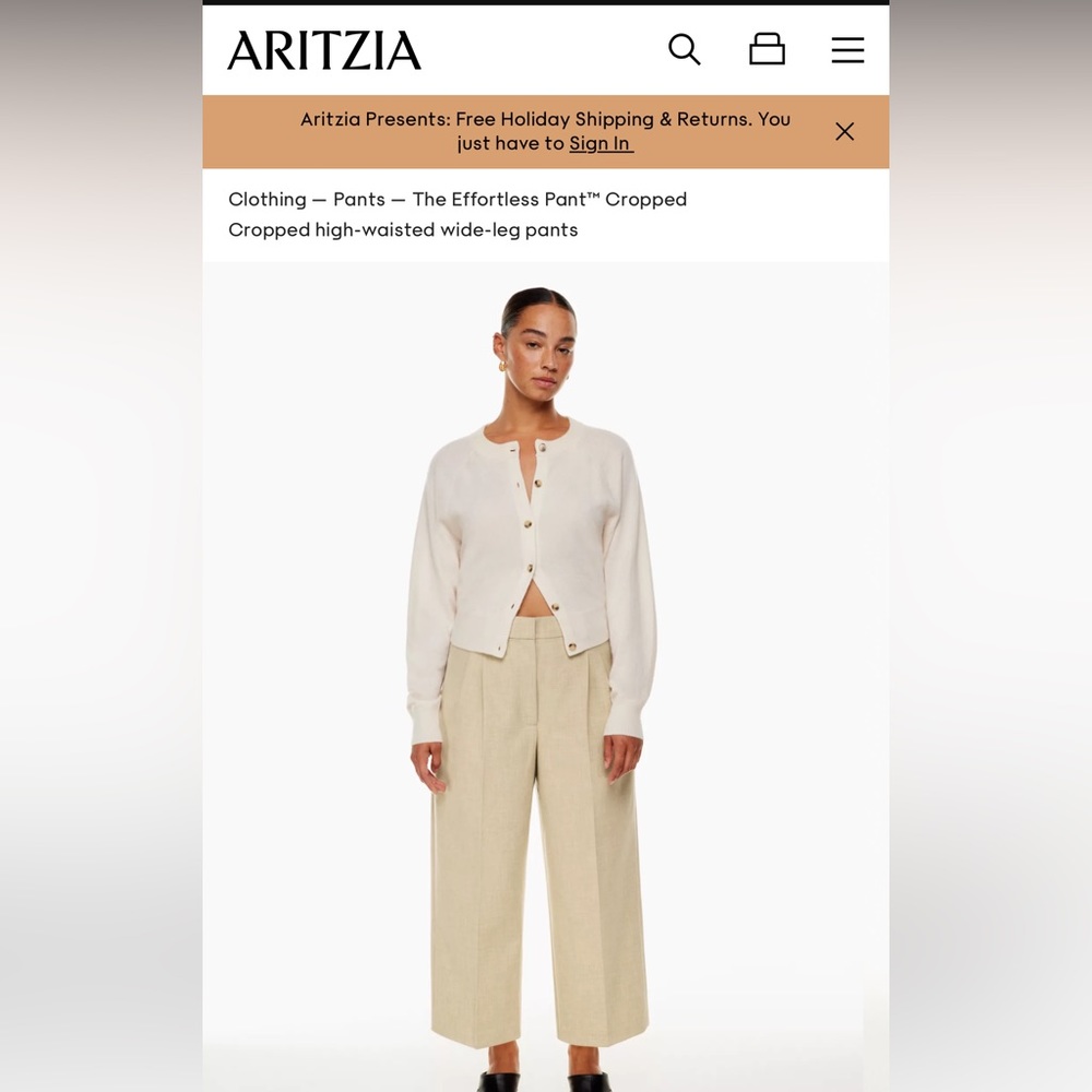 Aritzia effortless cropped trousers